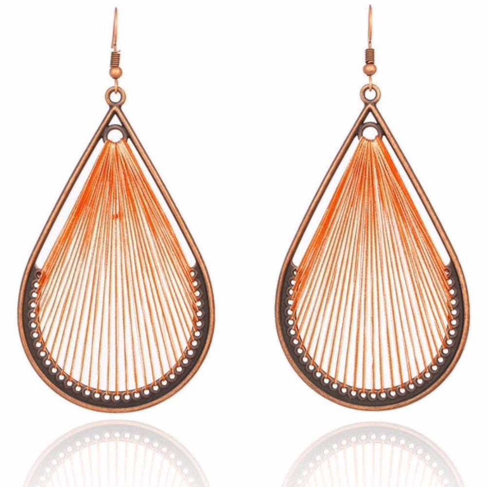 Peruvian Handmade Silk Thread Dangle Earrings NWT